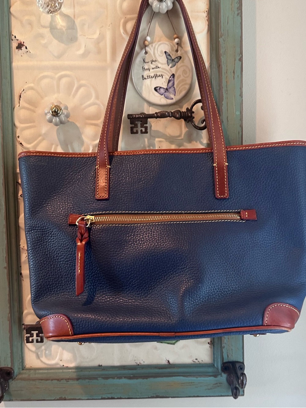 Dooney & Bourke Midnight Blue Pebble Leather Tote Bag - Picture 4 of 5